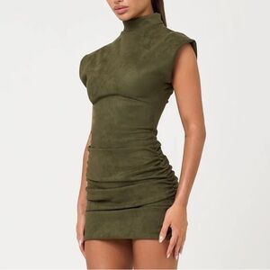 Elegant Olive Green Women's Dress RUNS SMALL fits like a 0 or 2
